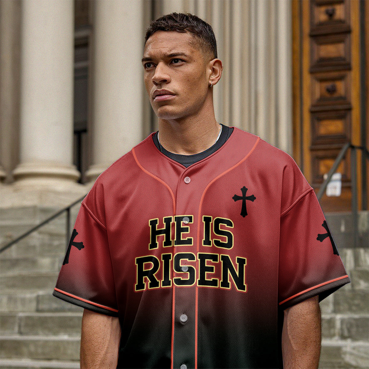 He Is Risen Gradient Baseball Jersey