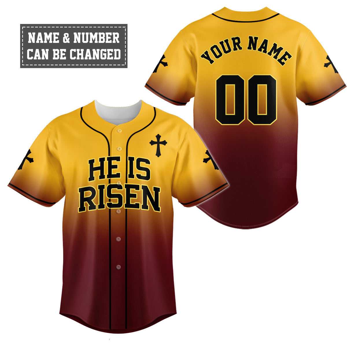 He Is Risen Gradient Baseball Jersey