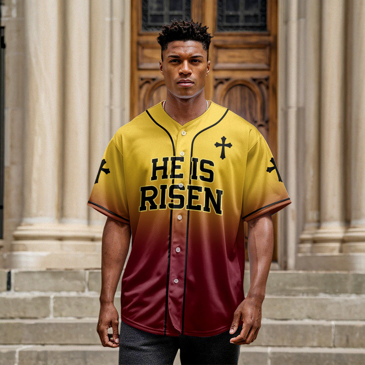 He Is Risen Gradient Baseball Jersey
