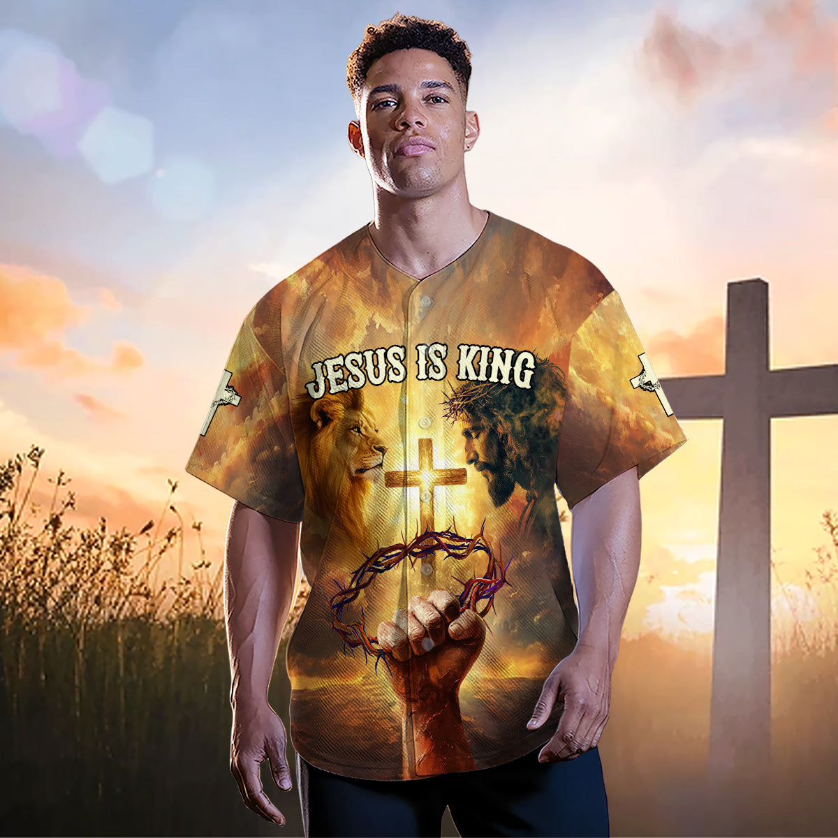 Jesus Is King Custom Name Baseball Jersey