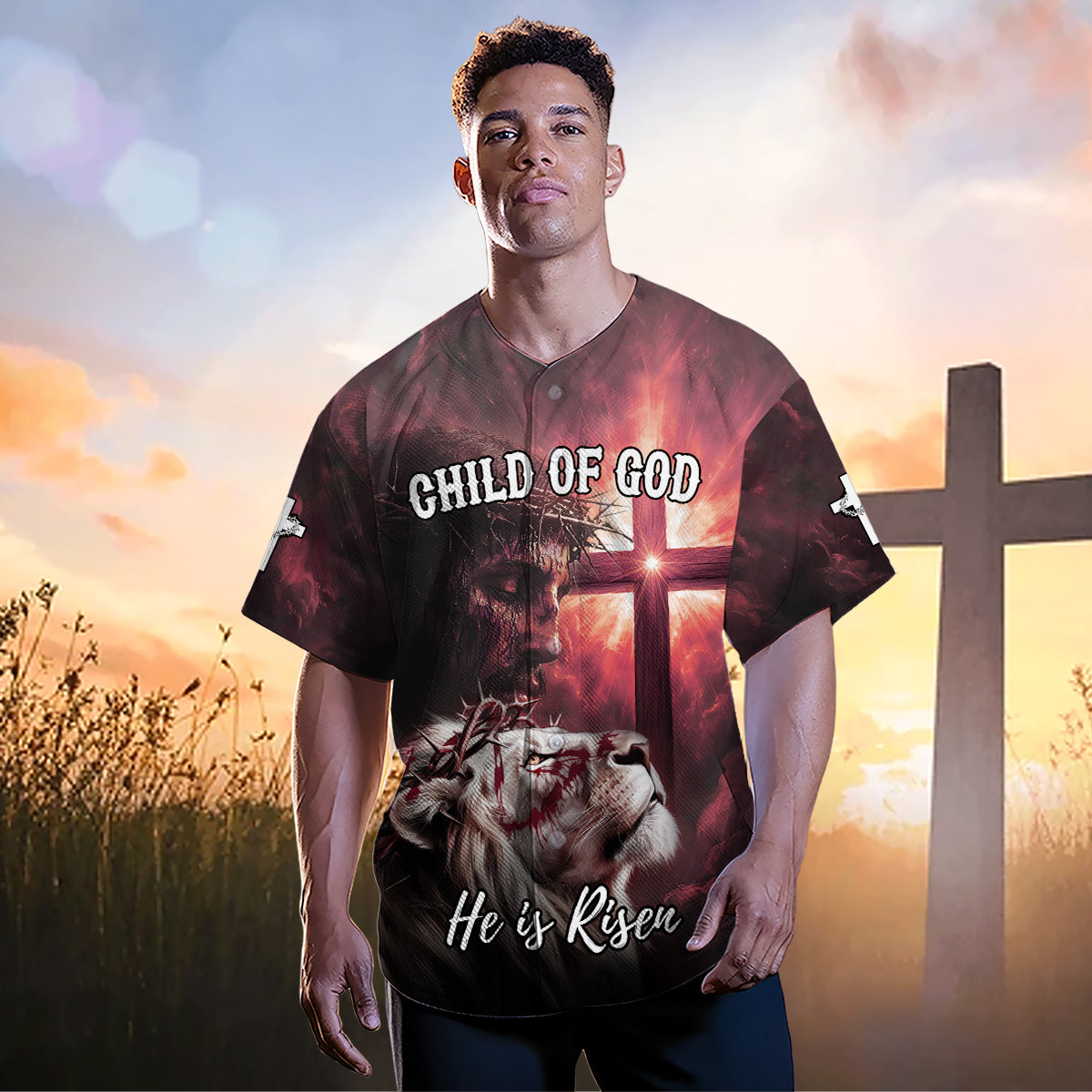 Child of God Red Cross Baseball Jersey
