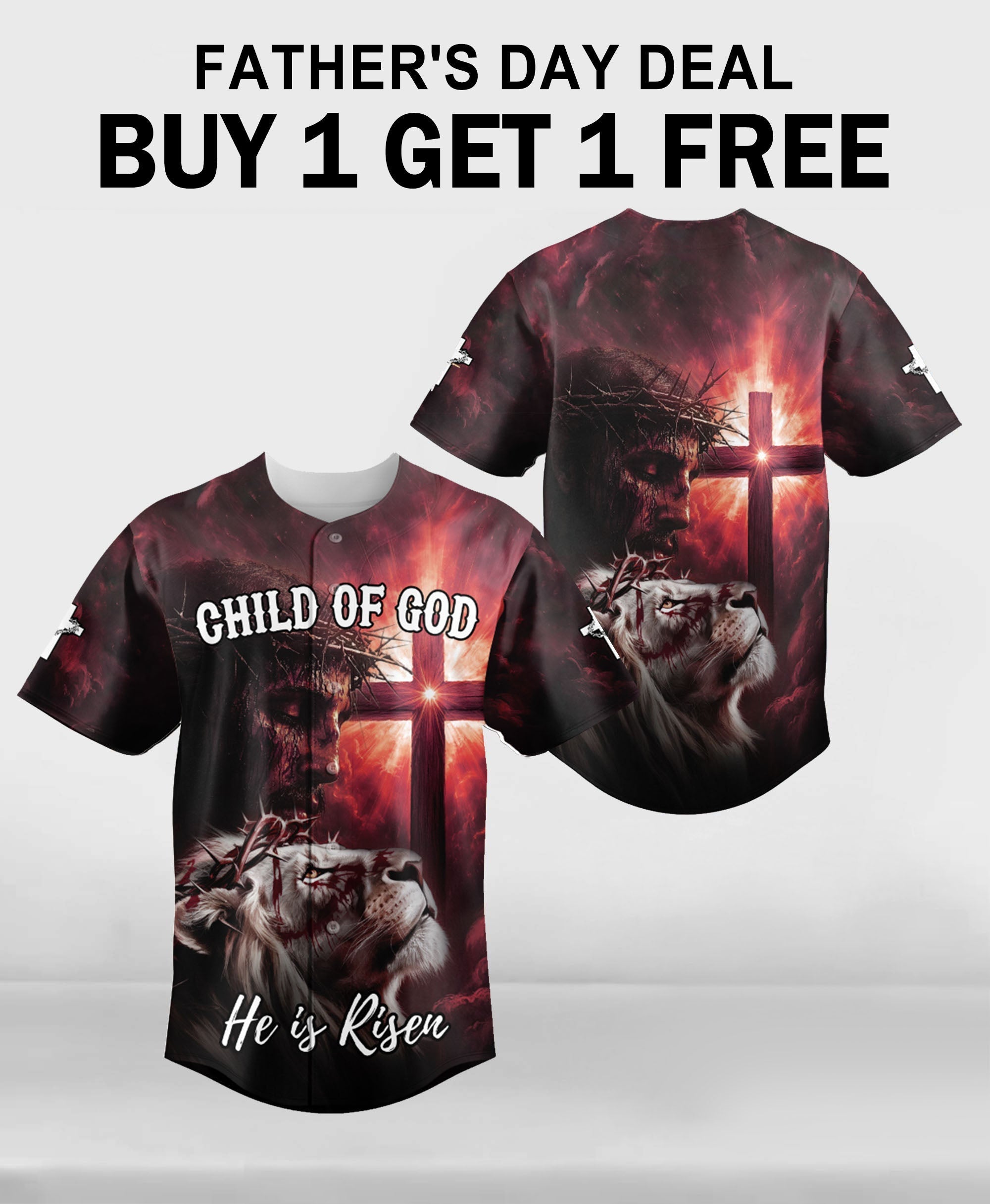 Child of God Red Cross Baseball Jersey 2