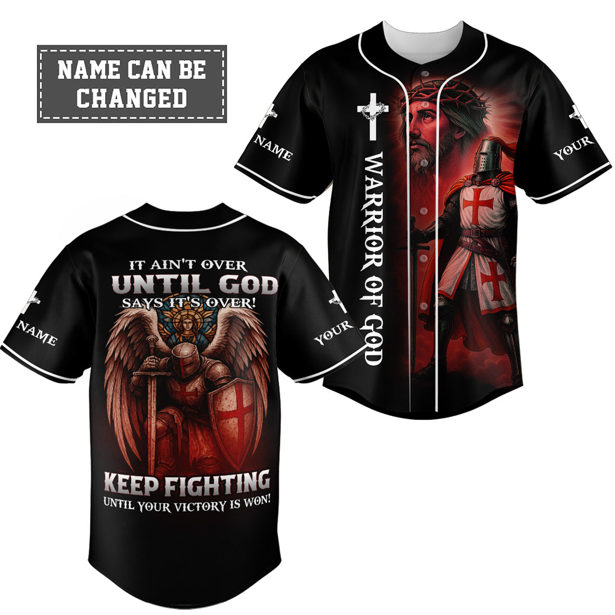 It Ain't Over Until God Custom Name Baseball Jersey
