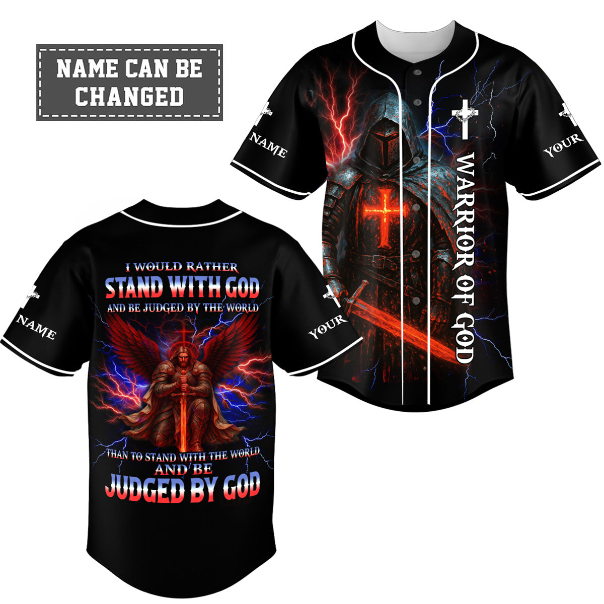 I Would Rather Stand With God Custom Name Baseball Jersey