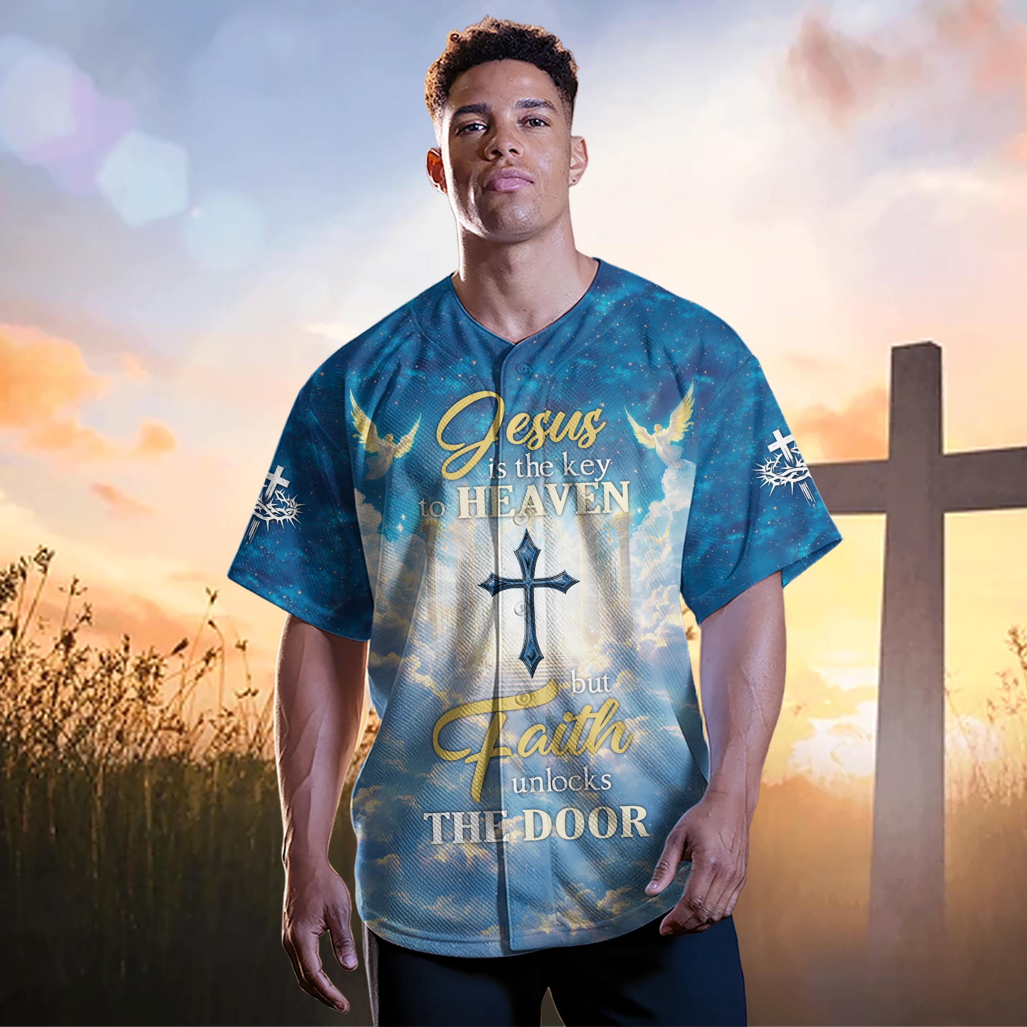 Jesus is the Key to Heaven Custom Name Baseball Jersey