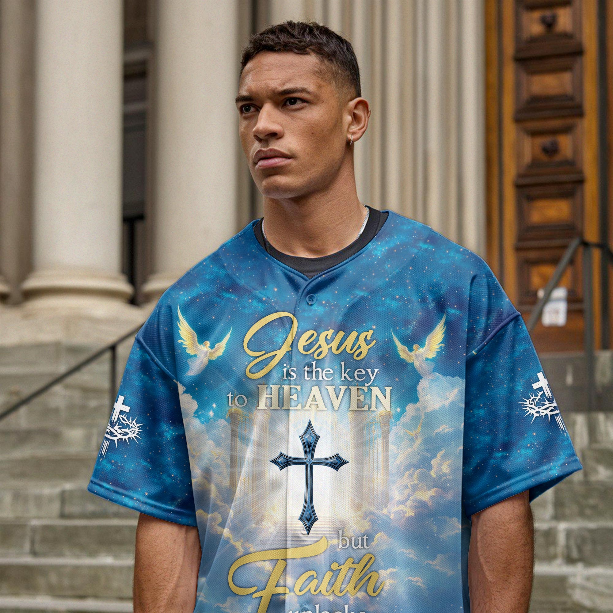 Jesus is the Key to Heaven Custom Name Baseball Jersey