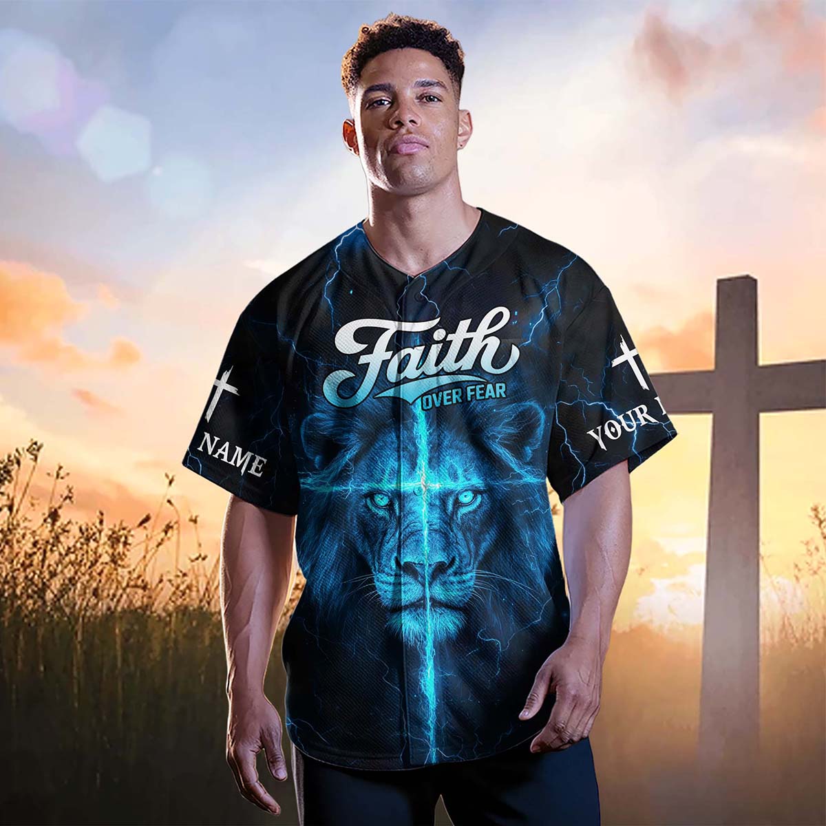 Even In Darkness I See His Light Custom Name Baseball Jersey