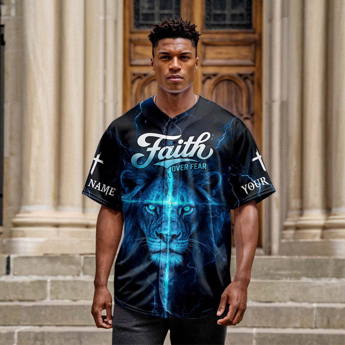 Even In Darkness I See His Light Custom Name Baseball Jersey