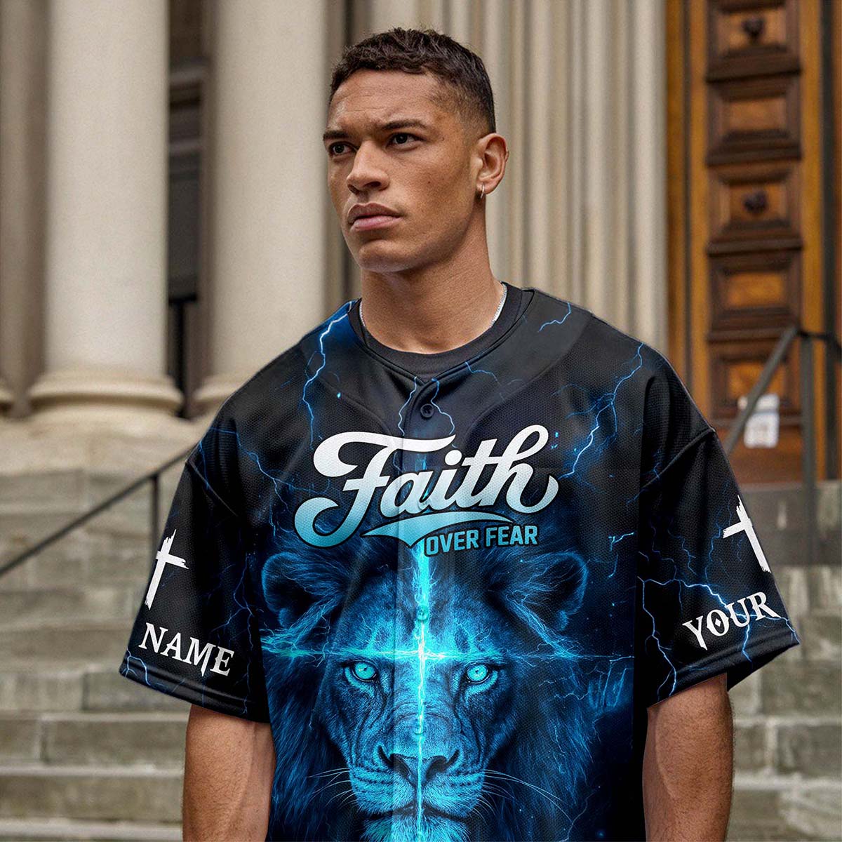 Even In Darkness I See His Light Custom Name Baseball Jersey