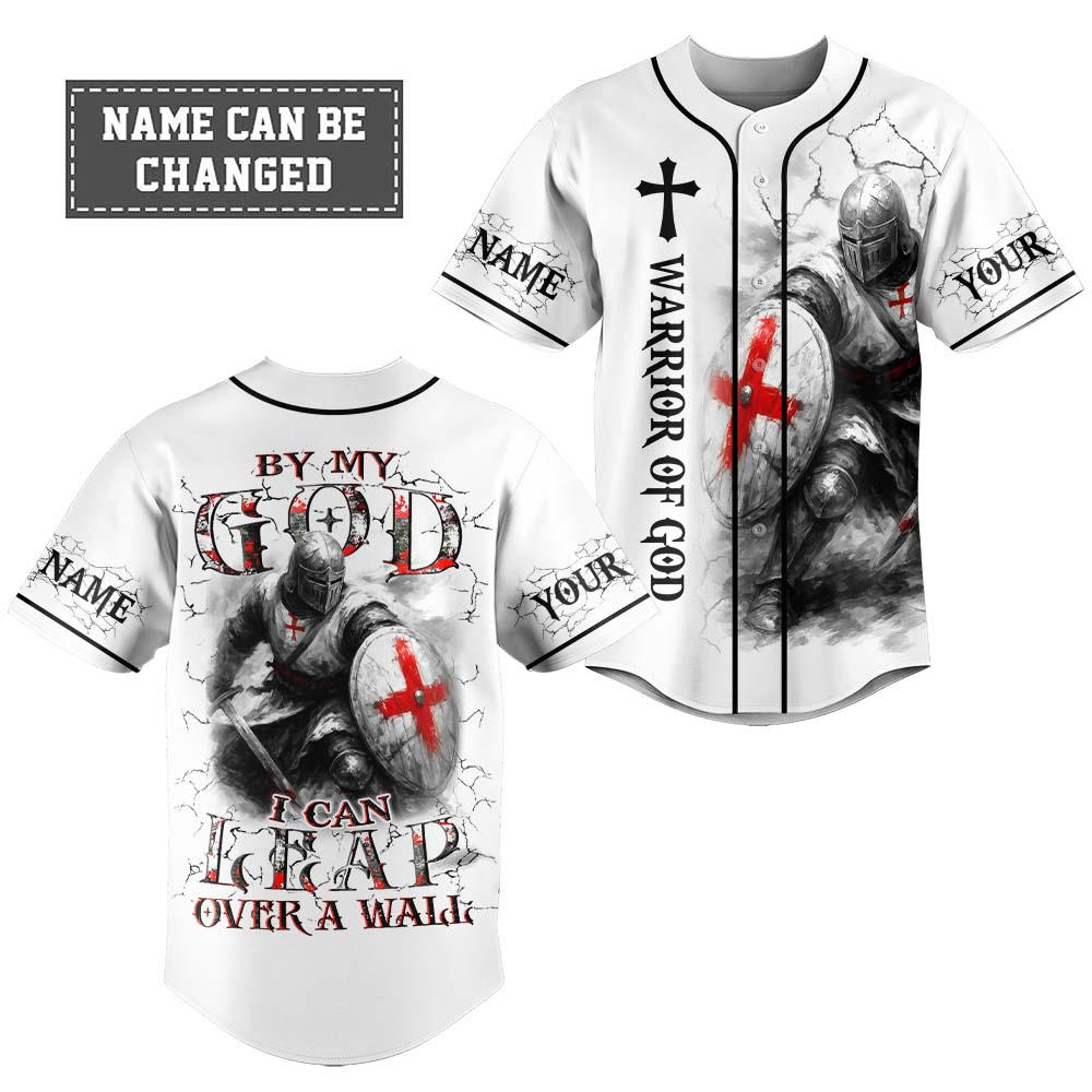 By My God I Can Leap Over A Wall Custom Name Baseball Jersey