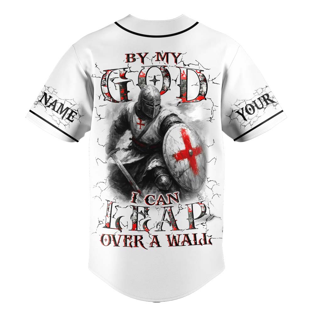 By My God I Can Leap Over A Wall Custom Name Baseball Jersey