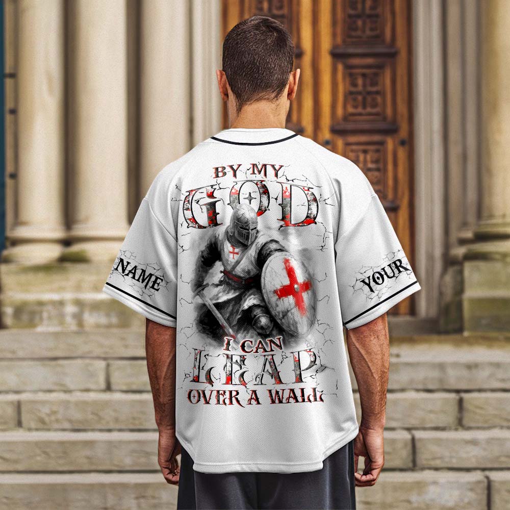 By My God I Can Leap Over A Wall Custom Name Baseball Jersey