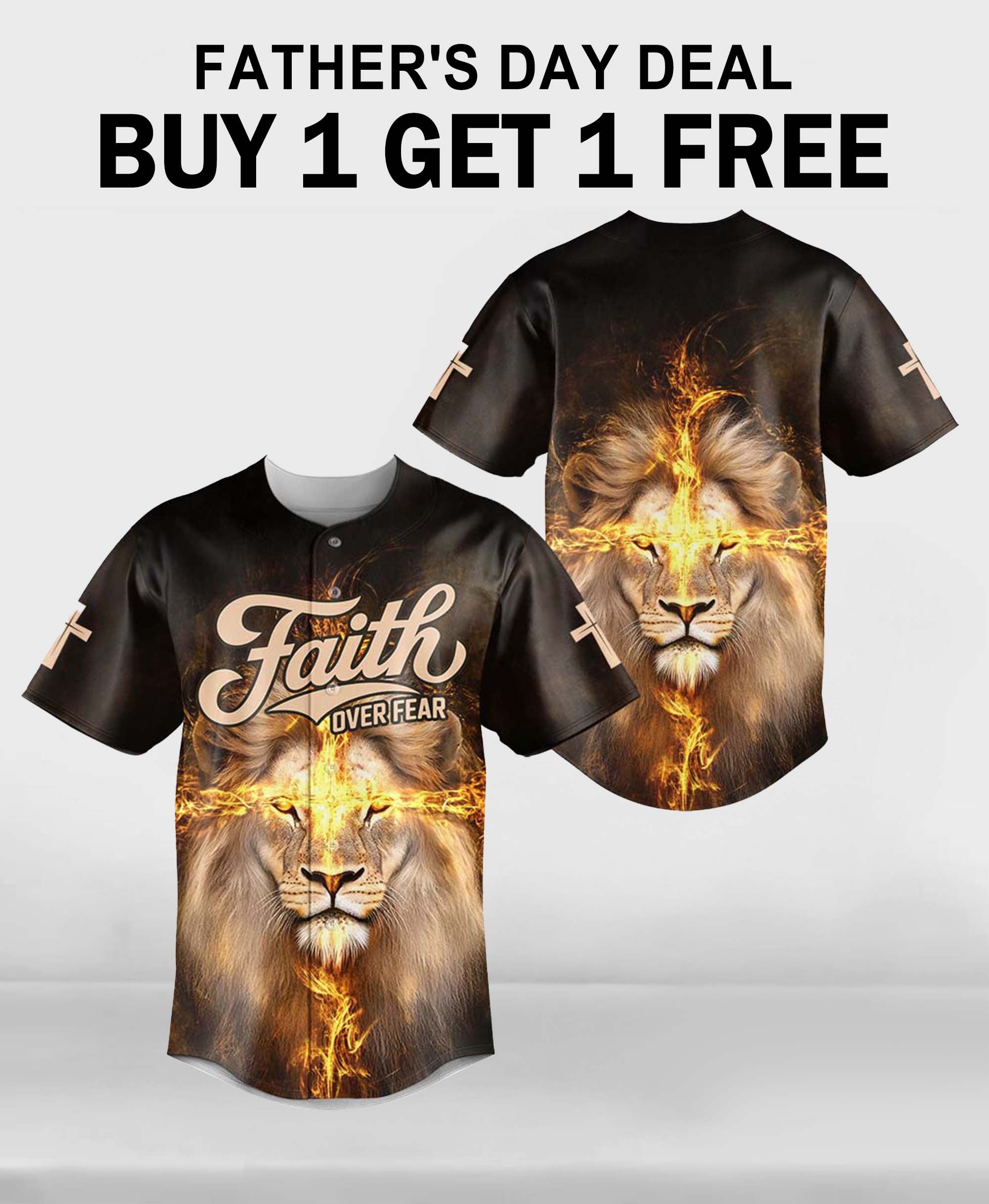 Faith over Fear Lion of Judah Baseball Jersey 2
