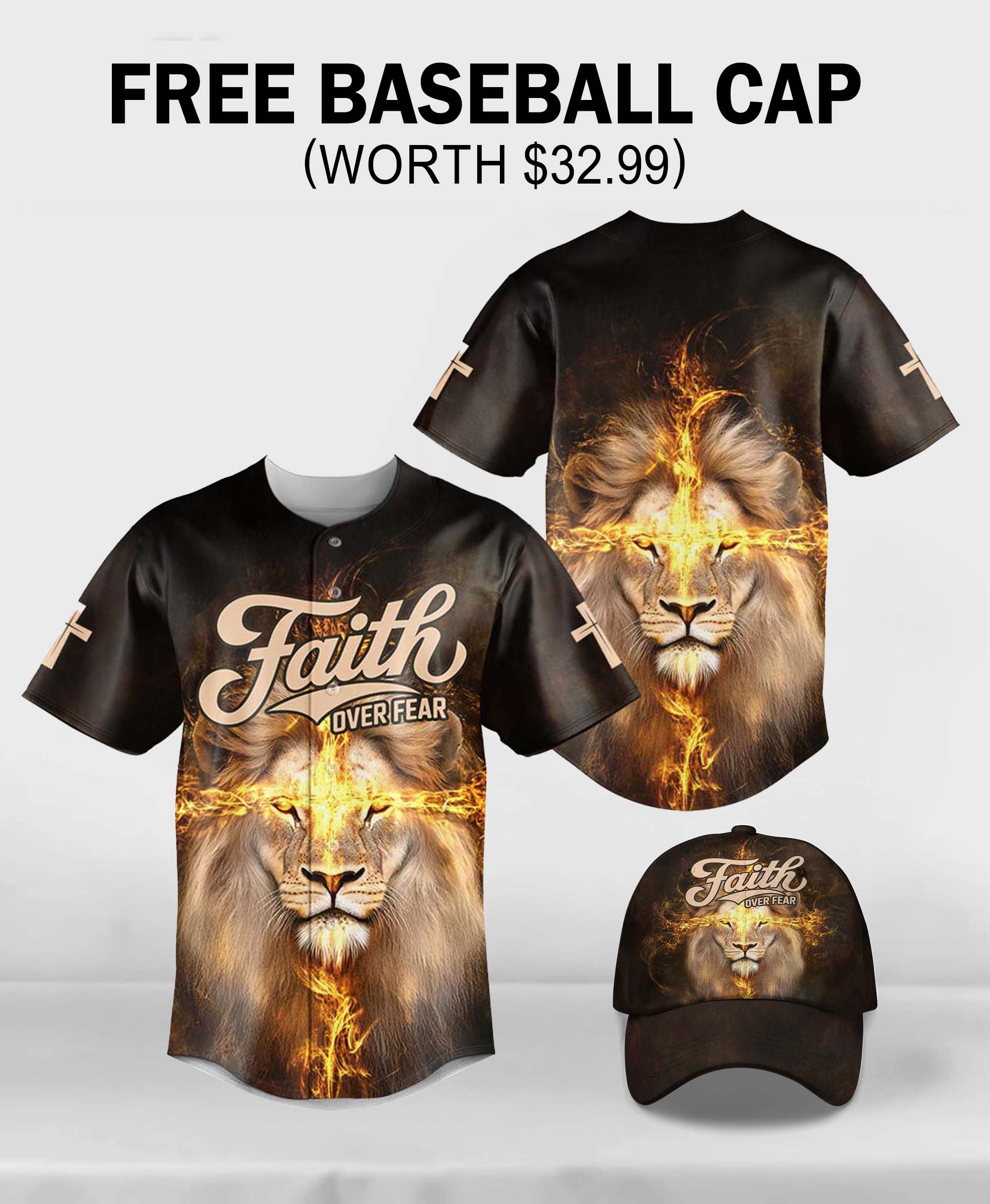 Faith over Fear Lion of Judah Baseball Jersey Deal