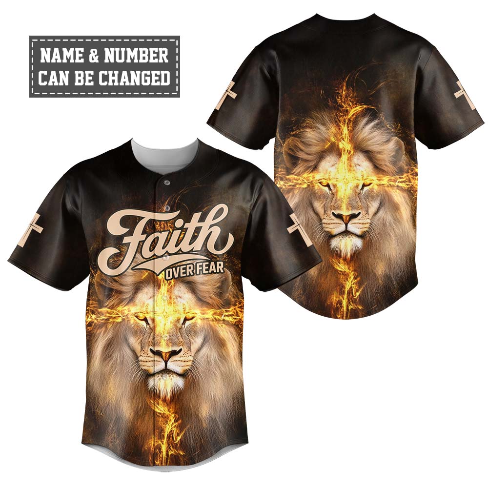 Faith over Fear Lion of Judah Baseball Jersey 2