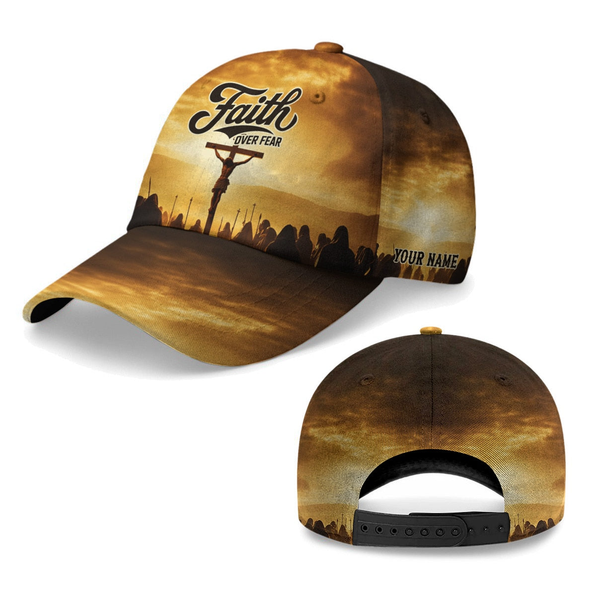 Jesus Faith Over Fear Cross Baseball Cap