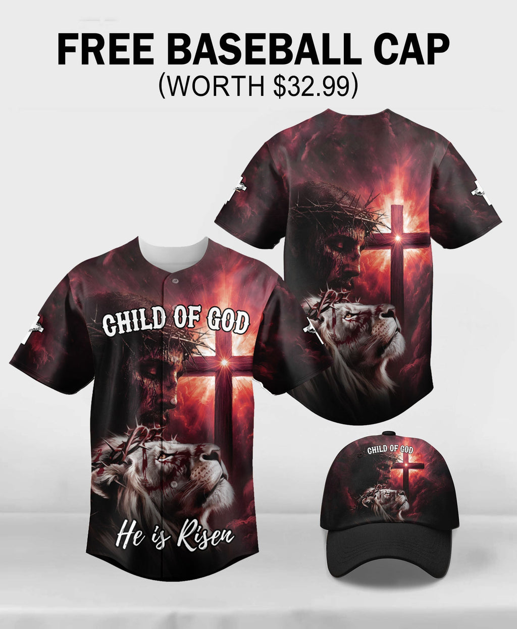 Child of God Red Cross Baseball Jersey Deal